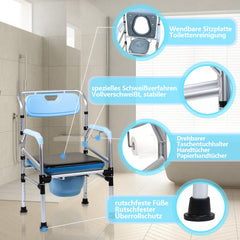 Toilettenstuhl, Duschhocker, WC-Stuhl Höhenverstellbar 42-54cm