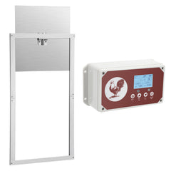 SWANEW Automatische Hühnerklappe Hühnertür Elektrische Hühnerklappe Hühnerhaus Chicken-Door mit Lichtsensor, Zeitschaltuhr, LED Display