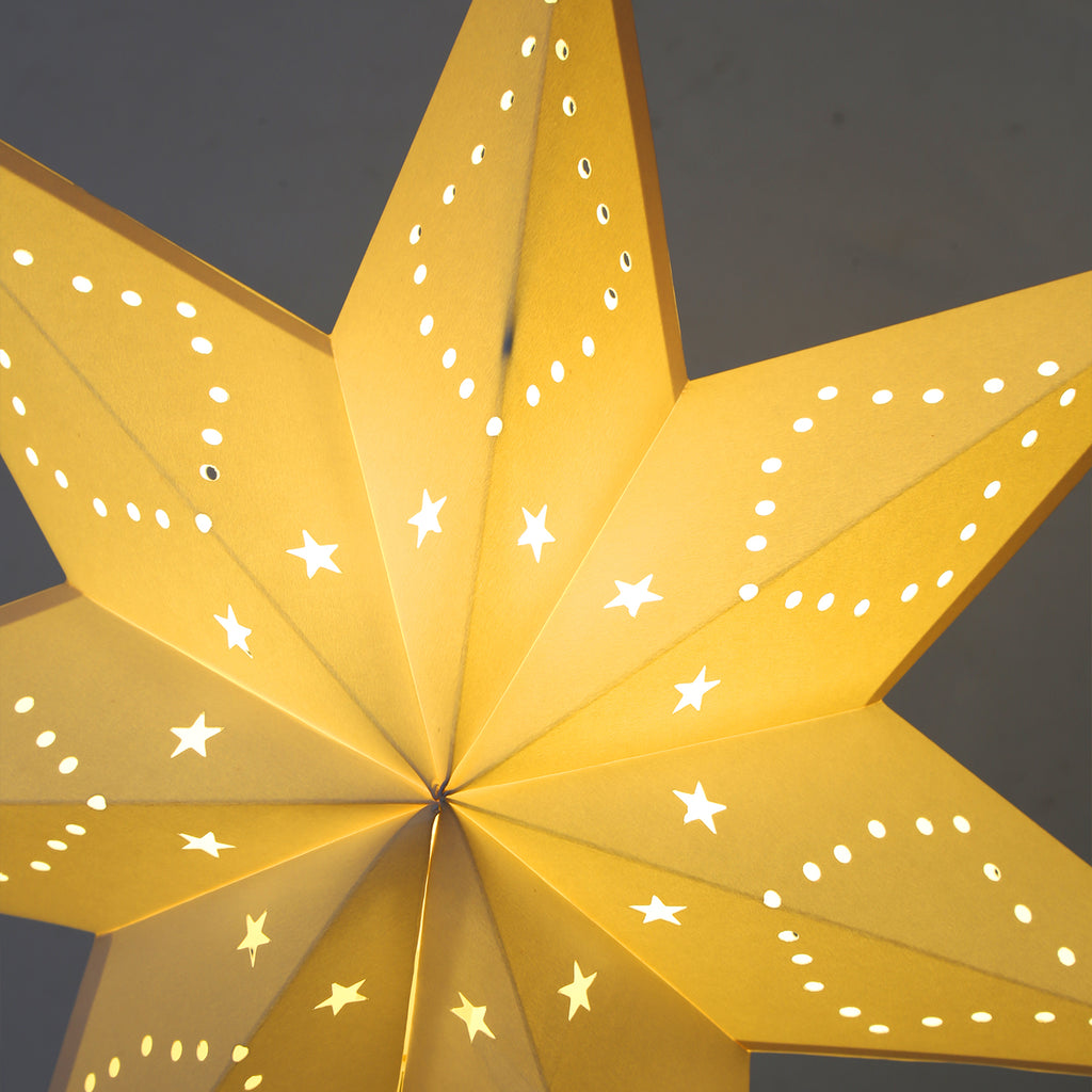 SWANEW Weihnachtsstern Tischlampe, Holzsockel, Weißer 3D-Papierstern φ42cm, Dekorative Papierstern Weihnachten Tischlampe mit Kabelschalter, E14, inkl. Leuchtmittel