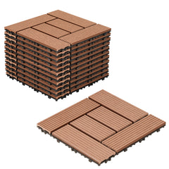 SWANEW WPC Terrassenfliesen, 30x30cm Balkon Bodenfliese, WPC Fliesen mit Klick-System, Balkonfliesen in Holzoptik, Terrassendielen Wasserfest für Terrasse