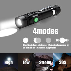 SWANEW 2x Super hell Taschenlampe LED Taschenlampen Taktisches Fackel USB 18650 Akku Batterie Flashlight wiederaufladbare