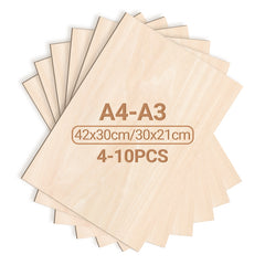 SWANEW Sperrholzplatte, Walnuss Sperrholz, A3/A4, 3mm, Linde holzplatte, Bastelhölzer Holz für Modellbau Laserschnit, Laser Gravur, Malerei DIY