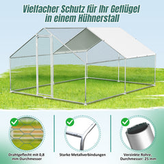 SWANEW Hühnerstall, 3x8x2m, Freilaufgehege, Kleintierstall, Voliere