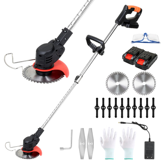 SWANEW Rasentrimmer, Rasen kantenschneider (inkl. 2X 1.5Ah Akkus und Ladegerät), 18.000 U/min, 24V