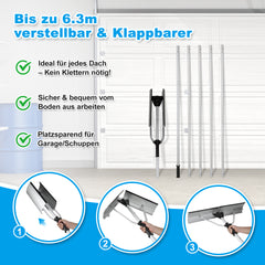 SWANEW Photovoltaik Schneeschieber, Aluminium Schneeschaufel, Dachräumer, 196-636cm