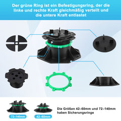 SWANEW Stelzlager Höhenverstellbar, Terrassenlager, Fliesen Plattenlager, 19-140mm