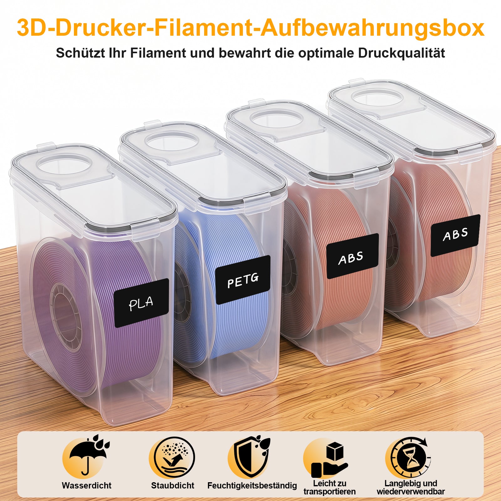 SWANEW 3D Filament Aufbewahrungsbox 4L, PP-Box für 3D Druck Filament