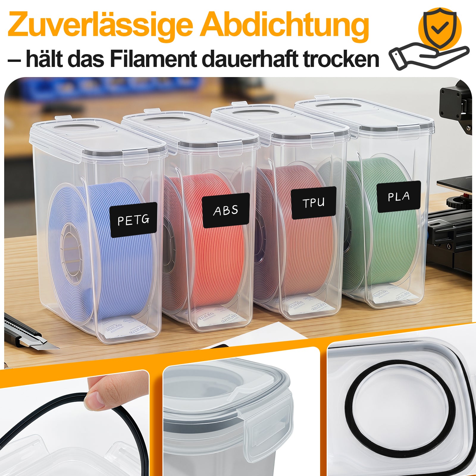 SWANEW 3D Filament Aufbewahrungsbox 4L, PP-Box für 3D Druck Filament
