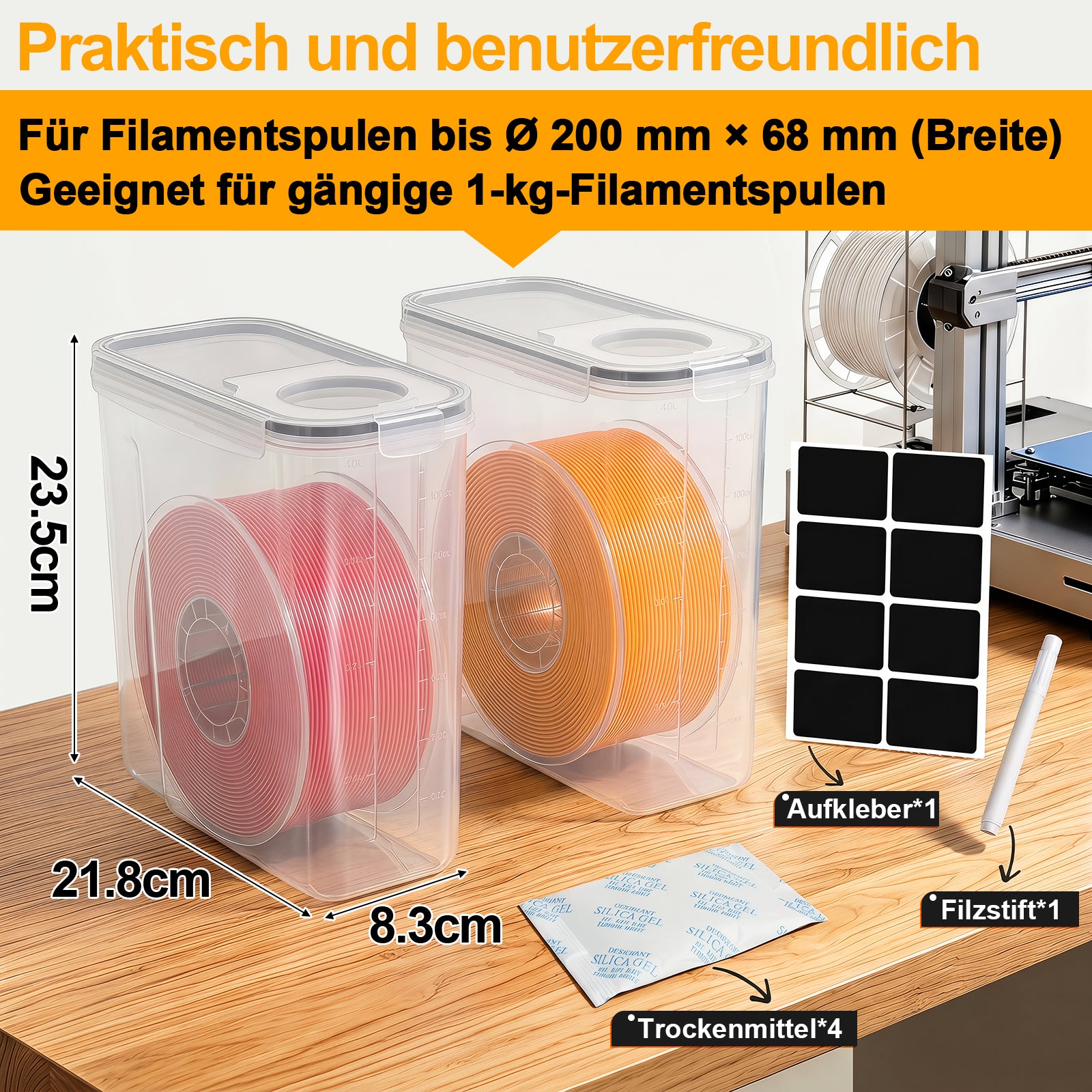 SWANEW 3D Filament Aufbewahrungsbox 4L, PP-Box für 3D Druck Filament