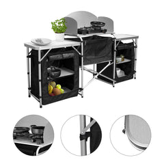 SWANEW Faltbar Campingküche,Campingschrank mit Tragetasche,Alu Outdoor Camping Küche,Zeltschrank,Küchenbox