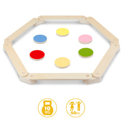 SWANEW Schwebebalken aus Holz, Balancierbalken mit 6 Balanciersteine, für Indoor und Outdoor, Spielzeug für Balance-Koordination, Mit Aufbewahrungstasche, geeignet für Kinder im Alter von 3-7 Jahren