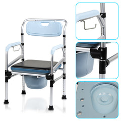 Toilettenstuhl, Duschhocker, WC-Stuhl Höhenverstellbar 42-54cm