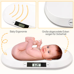 SWANEW Babywaage Flach Digitalwaage Stillwaage Tierwaage, fuer Neugeborene bis 20kg mit LCD-Display, Weiss (56cm x 35cm x 4.5cm)¡