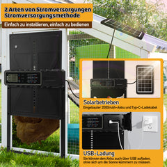 SWANEW Automatische Hühnerklappe Solar Haustierklappe Hühnerstalltür 33x24.5cm