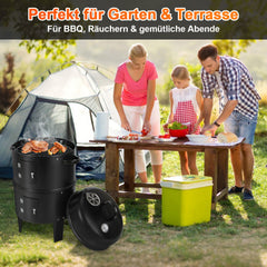 SWANEW 3 in 1 Räucherofen, Smoker Grill für Räuchern, Holzkohle Räuchertonne