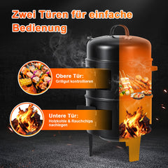 SWANEW 3 in 1 Räucherofen, Smoker Grill für Räuchern, Holzkohle Räuchertonne