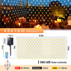 SWANEW Solar LED Lichternetz, IP44 LED Lichterkette, Lichtervorhang für Fenster Garten