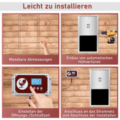 SWANEW Automatische Hühnerklappe Hühnertür Elektrische Hühnerklappe Hühnerhaus Chicken-Door mit Lichtsensor, Zeitschaltuhr, LED Display
