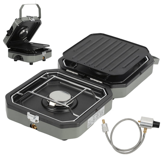 SWANEW Campingkocher 2 flammig Faltbarer Gas 4.6kw 2in1 Outdoor Gaskocher
