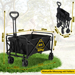 SWANEW Bollerwagen, Faltbar Handwagen, Transportwagen Camping Transportkarre, 60 L, bis zu 80 kg