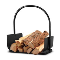 SWANEW Feuerholzablage Tragbarer Kaminholzkorb mit Griff Kompakter Kaminholzregal 40x30x46cm