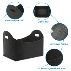 SWANEW Filzkorb Kaminholz Feuerholzkorb, Filztasche Holzkorb, Gross 44 * 31 * 34cm