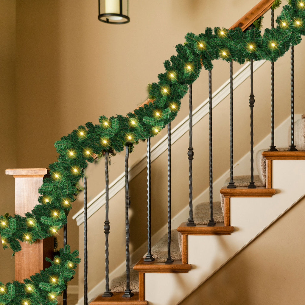 SWANEW Weihnachtsgirlande 5m 100 LEDs, Weihnachten Dekoration, Weihnachten Grüne Girlande mit Lichterkette Tannengirlande