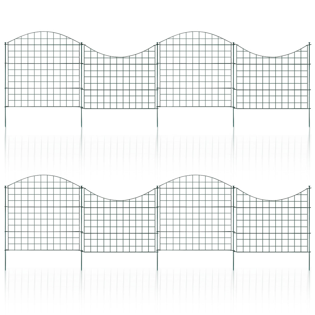 SWANEW Teichzaun Gartenzaun Steckzaun, Zaunelemente metall Gitterzaun Set ür den Garten, Freigehege