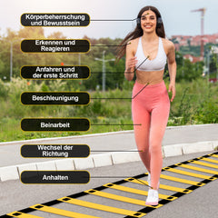 SWANEW Speed & Agility Training Set Koordinationsleiter, Trainingsset Enthält 1 Agility Leiter, 6 verstellbare Hürden, 12 Hütchen, Aufbewahrungstasche