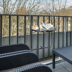 Balkontisch klappbar Hängetisch, klapptisch Balkongeländer, 3-Fach höhenverstellbarer balkontisch zum einhängen, 60 x 40 cm Halbrund Balkontisch klappbar Schwarz