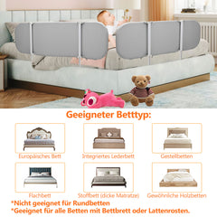 SWANEW 150cm Bettgitter, Klappbar, Kinderbettschutzgitter, Bettschutzgitter, Rausfallschutz