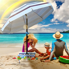 SWANEW Strandschirm Schirm Balkon Strand Terassenschirm 210cm Camping Sonnenschirm mit Tisch&Haken&Tragetasche