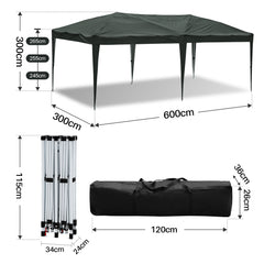SWANEW Faltpavillon mit Zentralverriegelung, Pop Up Pavillon, 3x6m, UV-Schutz, Wasserdicht