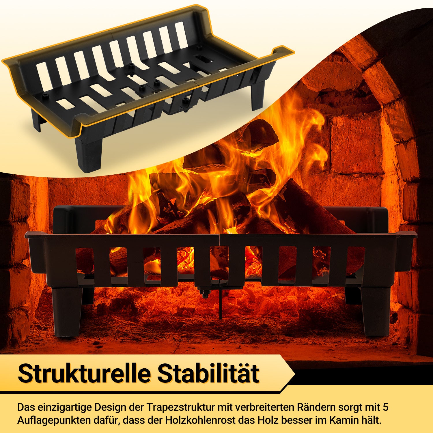 SWANEW Kaminrost Premiumqualität Gussrost Feuerbock Schwarz Ofenrost Einzelrost