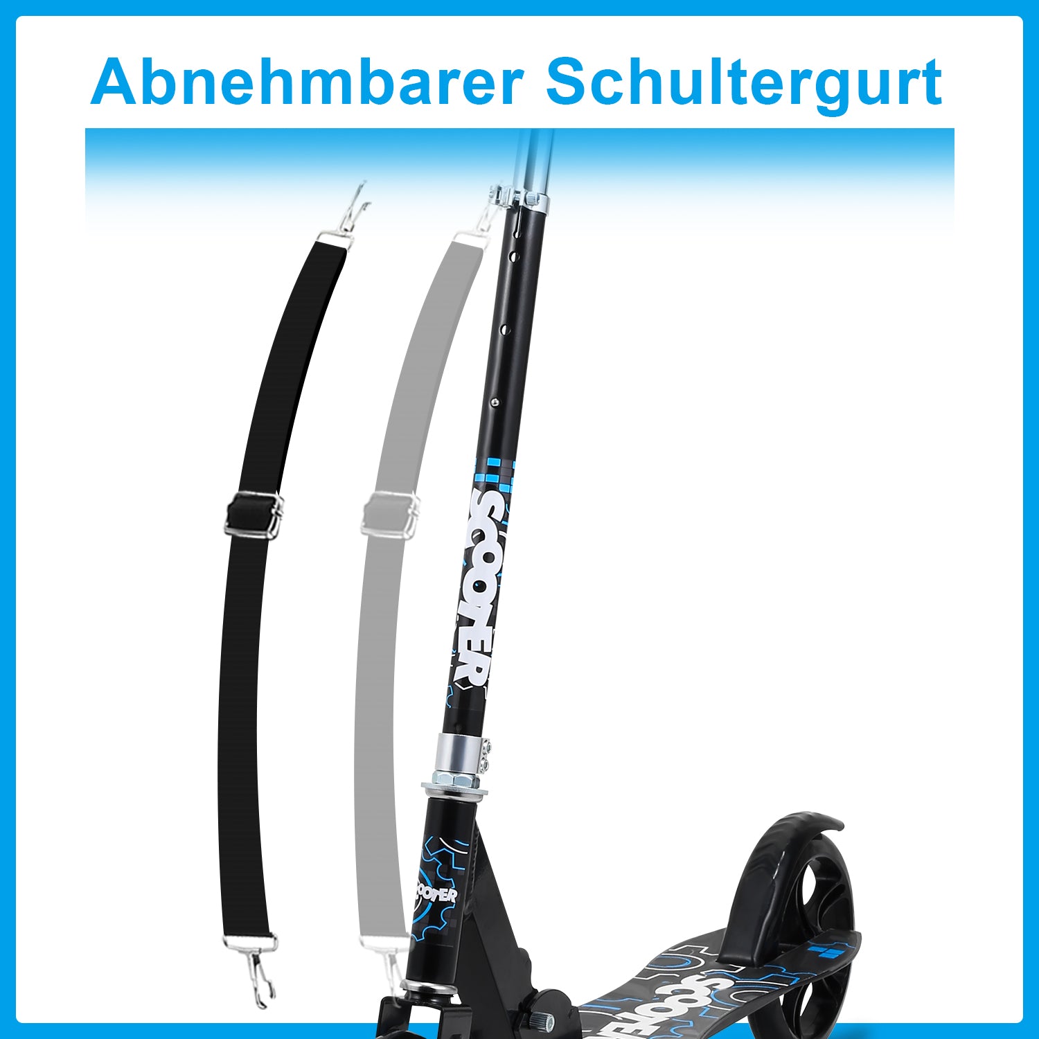 Kinderscooter Aluminium mit 205 mm Rädern & 3-fach höhenverstellbar