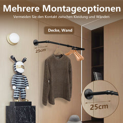 SWANEW Wandgarderobe Kleiderstange Wandmontage mit Haken, 92 x 25 cm 65kg Belastbar