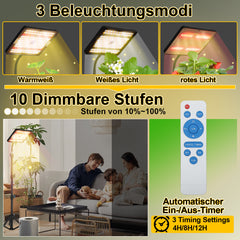 SWANEW Pflanzenlampe LED mit Ständer, Höhenverstellbare Pflanzenleuchte LED Vollspektrum, 242 LEDs Grow Lampe