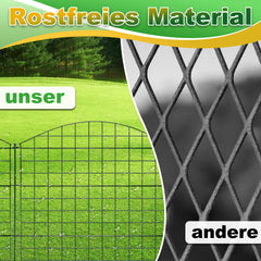 SWANEW Teichzaun Gartenzaun Steckzaun, Zaunelemente metall Gitterzaun Set ür den Garten, Freigehege