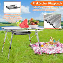 SWANEW Campingtisch Klapptisch Höhenverstellbar, Campingtisch Klappbar, Camping Tisch mit Aufrollbarer Tischplatte und Tragetasche, Aluminiumrahmen
