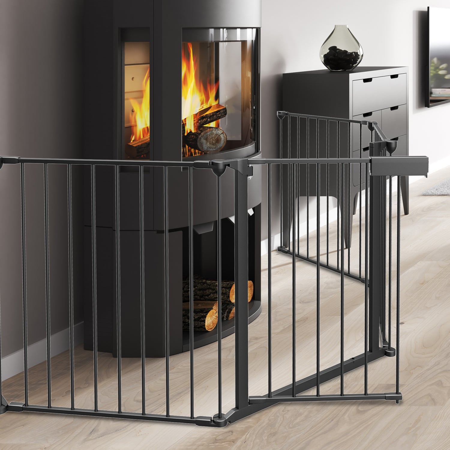 Kaminschutzgitter mit Tür Metall Absperrgitter