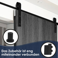 SWANEW Schiebetürbeschlag Komplettset - Schiebetürsystem für Holztüren und Falttüren Laufschiene-Schiene
