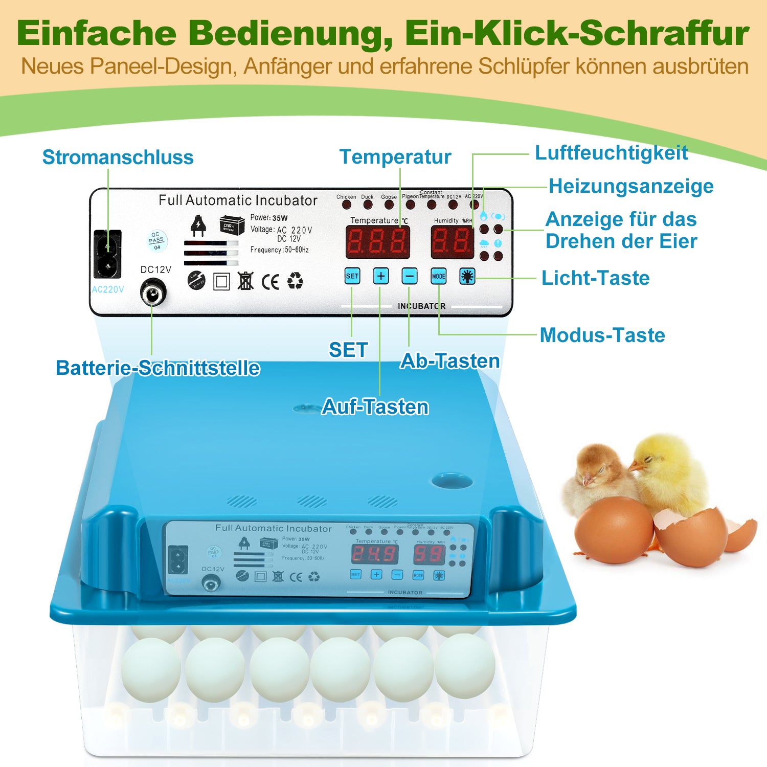 36 Eier Brutmaschine Vollautomatisch