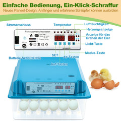 SWANEW 36 Eier Brutmaschine Vollautomatisch, Brutautomat Vollautomatisch Hühner mit Feuchtigkeitsüberwachung und Automatischer Eierrotation