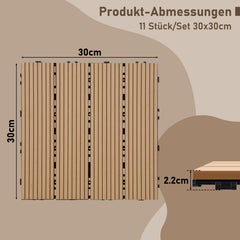 SWANEW WPC Terrassenfliesen, 30x30 cm, WPC Fliesen Balkonfliesen, 1㎡-5㎡ Klickfliese