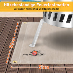 SWANEW Brennholz Poolheizung, Schwimmbadheizung mit Feuer, 100% rostfreier Edelstahl Poolheizung Feuertonne, 32-38mm Anschlüsse, mit Feuerfeste Matte und Tablett