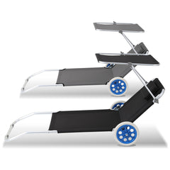 SWANEW Sonnenliege Alu mit 2 Rädern klappbar Strandliege Gartenliege