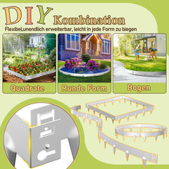 SWANEW Rasenkante Metall, Mähkante, Beetumrandungen mit Dornen, Beeteinfassung,15cm/18cm