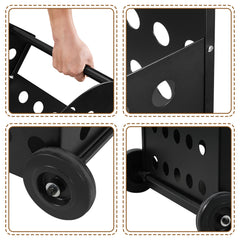 SWANEW Kaminholzwagen Brennholzwagen Kaminholzständer Trolley,Kaminzubehör Holzkarre 60kg, Mit Lochplatte, 42x35x112cm