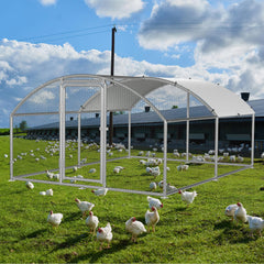 SWANEW Hühnerstall Freilaufgehege, 3 x 4 x 2 m, Dome Roof Freigehege, Verzinkter Stahl