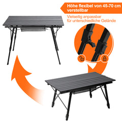 SWANEW Campingtisch Klapptisch Höhenverstellbar, Campingtisch Klappbar, Camping Tisch mit Aufrollbarer Tischplatte und Tragetasche, Aluminiumrahmen